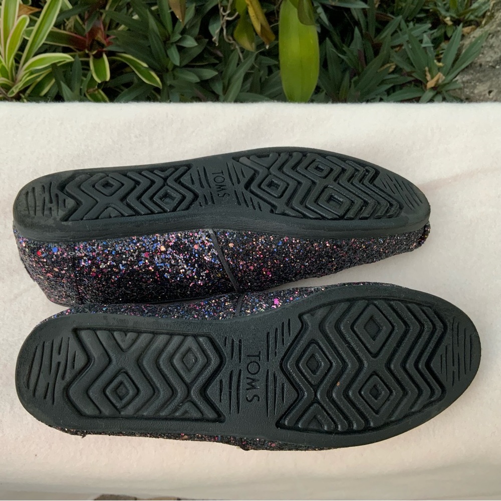 Tom’s Alpargata BlackBerry Sparkle Glitter Sz 7.5 VGUNavy Blue Cocktail Party - Picture 8 of 10